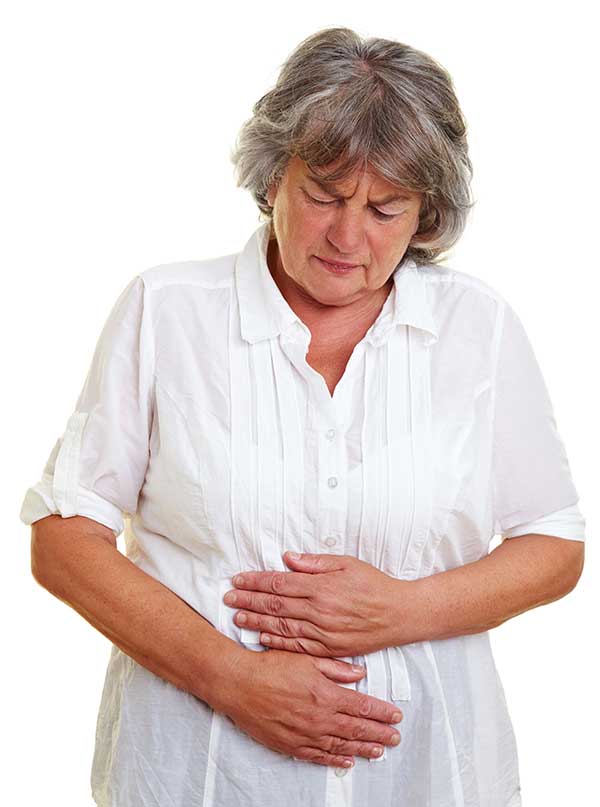 Gastritis-Patientin mit Magenkrämpfen