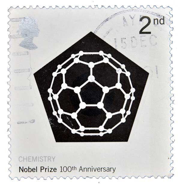 Briefmarke zur Ehre der Entdeckung
der Fullerene